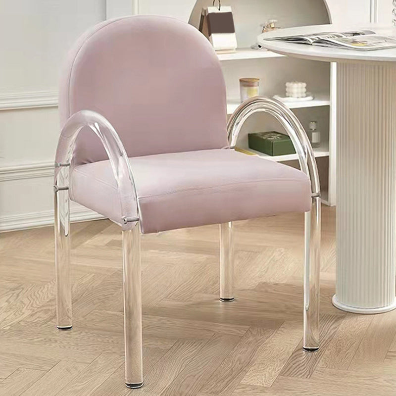 Glam Acrylic Dining Armchair Upholstered Velvet Dining Arm Chair