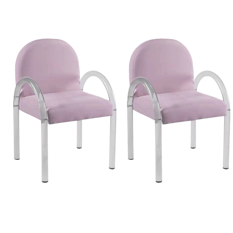 Glam Acrylic Dining Armchair Upholstered Velvet Dining Arm Chair