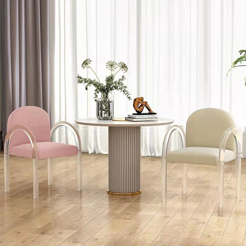 Glam Acrylic Dining Armchair Upholstered Velvet Dining Arm Chair