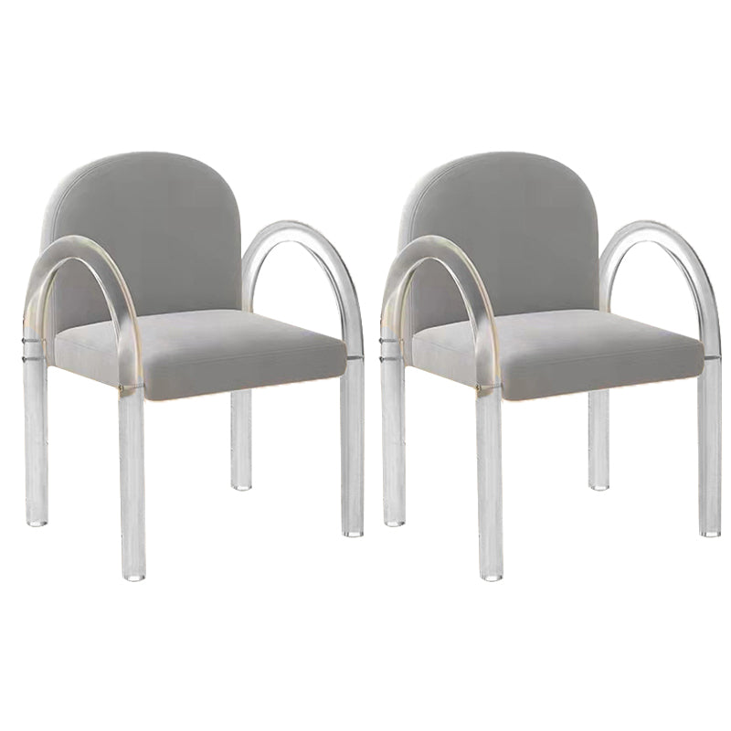 Glam Acrylic Dining Armchair Upholstered Velvet Dining Arm Chair