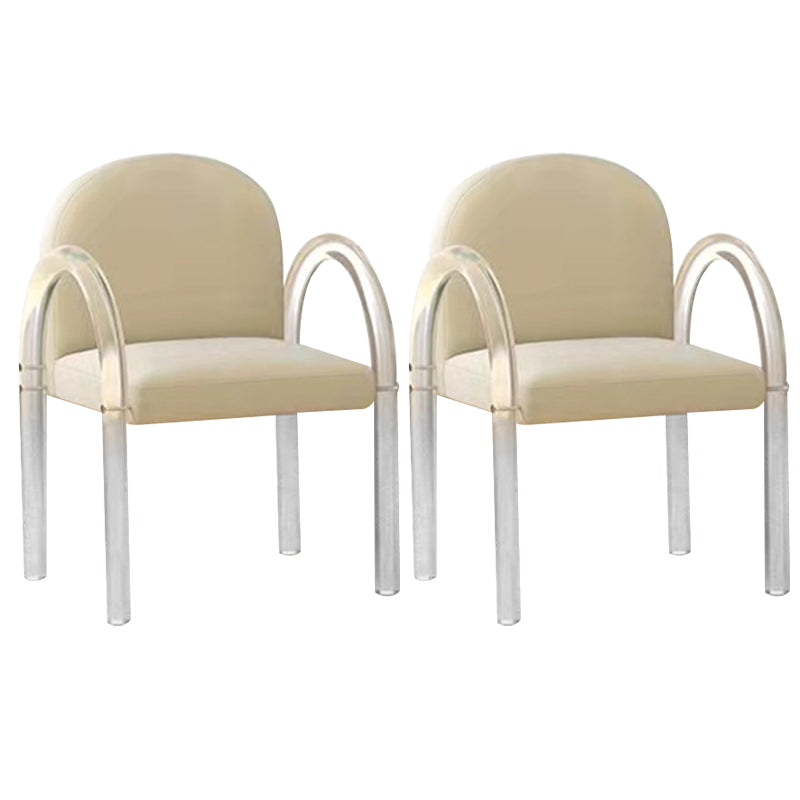 Glam Acrylic Dining Armchair Upholstered Velvet Dining Arm Chair