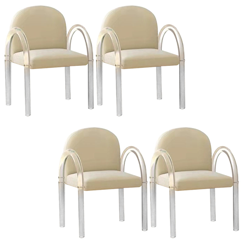 Glam Acrylic Dining Armchair Upholstered Velvet Dining Arm Chair