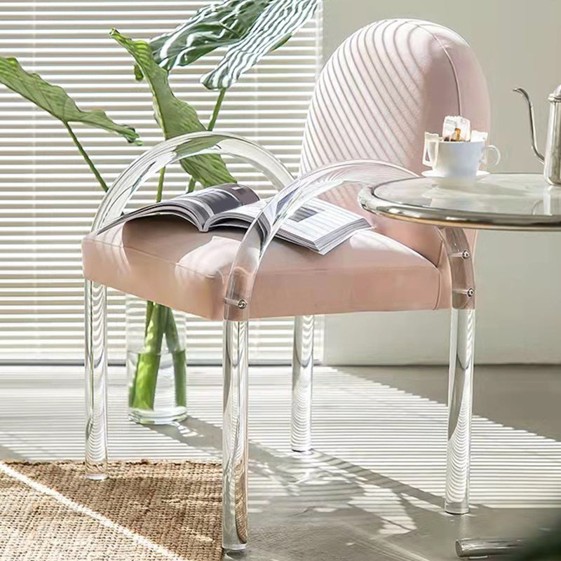 Glam Acrylic Dining Armchair Upholstered Velvet Dining Arm Chair