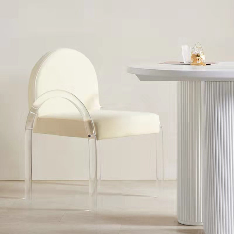 Glam Acrylic Dining Armchair Upholstered Velvet Dining Arm Chair