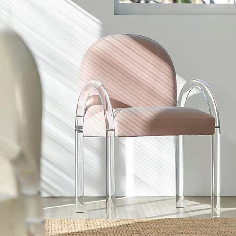 Glam Acrylic Dining Armchair Upholstered Velvet Dining Arm Chair