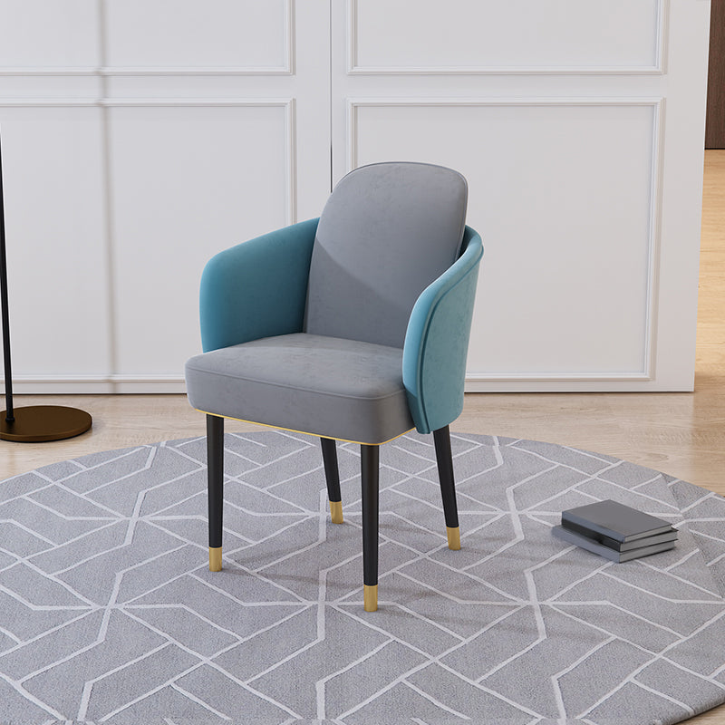 Upholstered Velvet Arm Chair Industrial Parsons Chair with Metal Legs