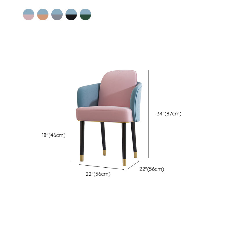 Upholstered Velvet Arm Chair Industrial Parsons Chair with Metal Legs