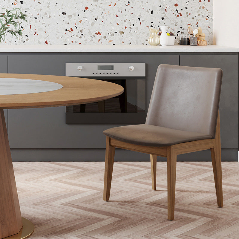 Wood Kitchen Dining Armless Chair Contemporary Solid Back Dining Chair