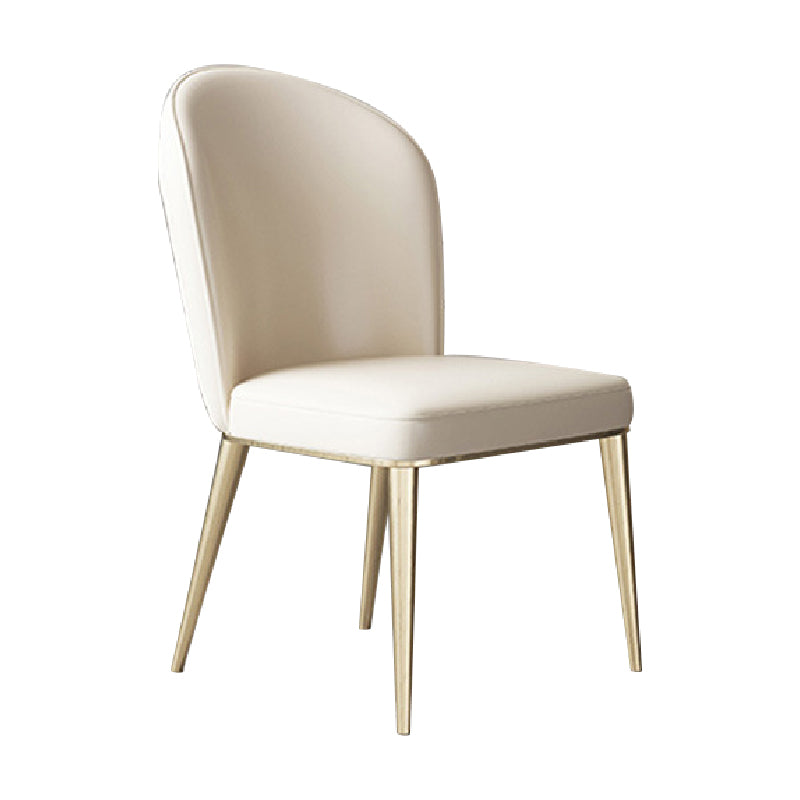 Glam Dining Faux Leather Chairs Armless Side Chairs with Metal Legs