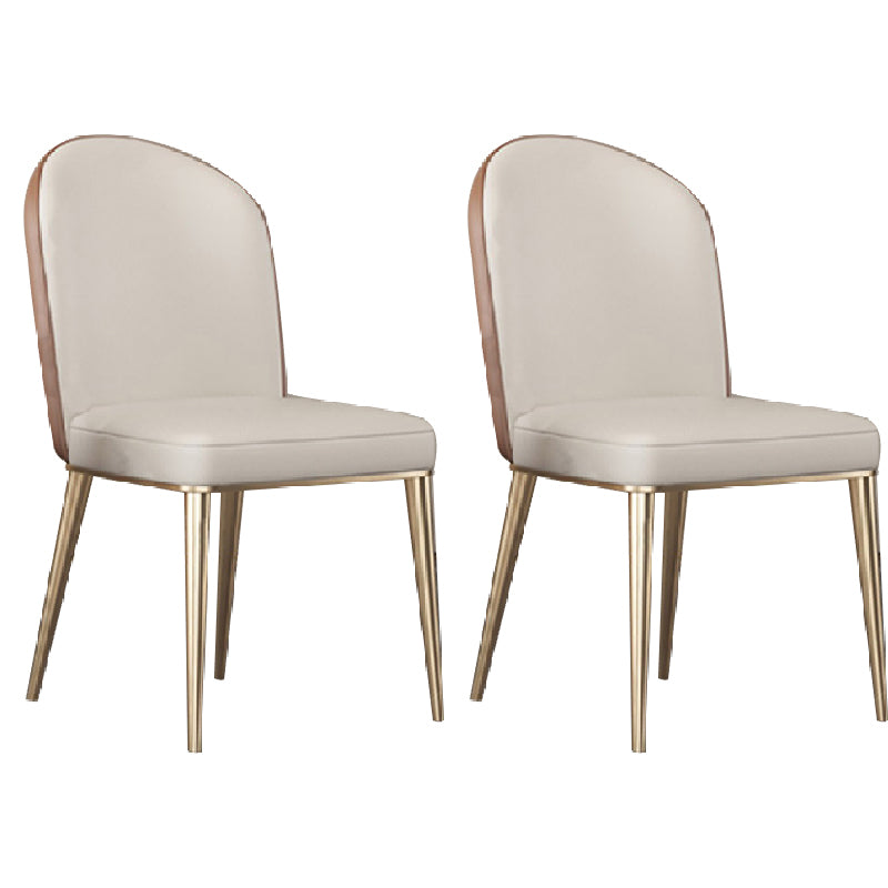 Glam Dining Faux Leather Chairs Armless Side Chairs with Metal Legs