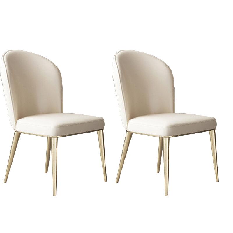 Glam Dining Faux Leather Chairs Armless Side Chairs with Metal Legs