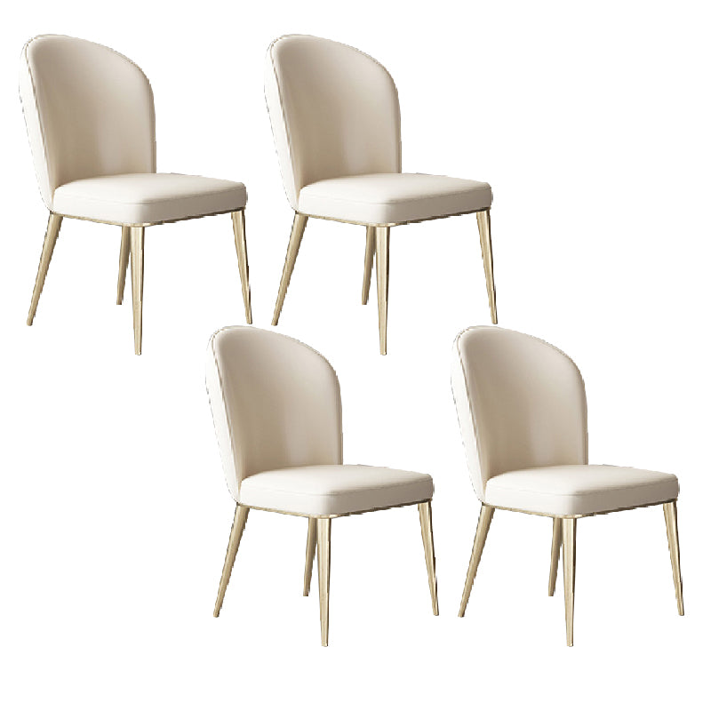 Glam Dining Faux Leather Chairs Armless Side Chairs with Metal Legs