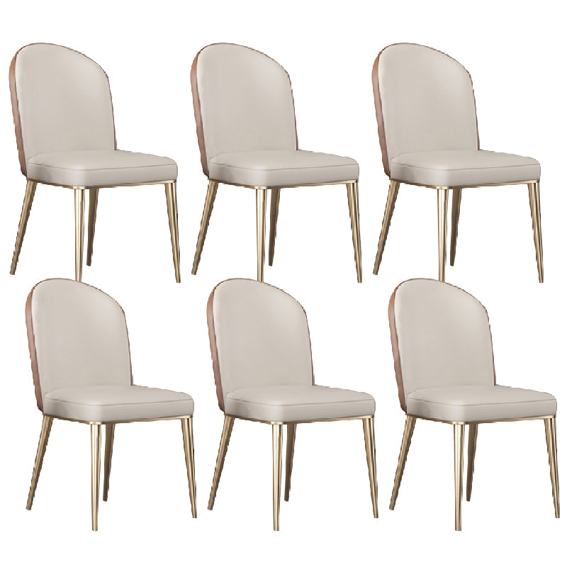 Glam Dining Faux Leather Chairs Armless Side Chairs with Metal Legs