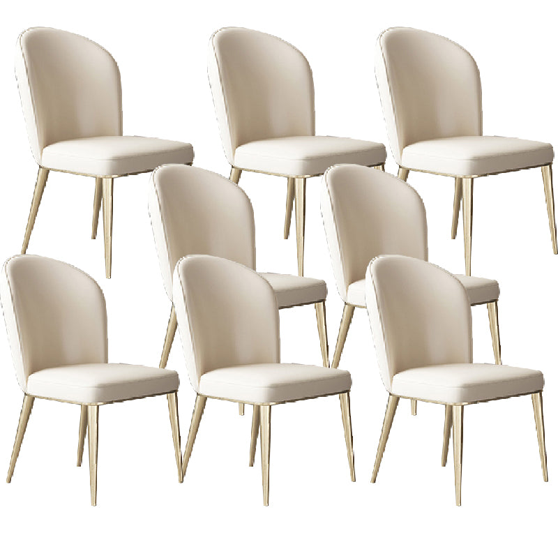 Glam Dining Faux Leather Chairs Armless Side Chairs with Metal Legs