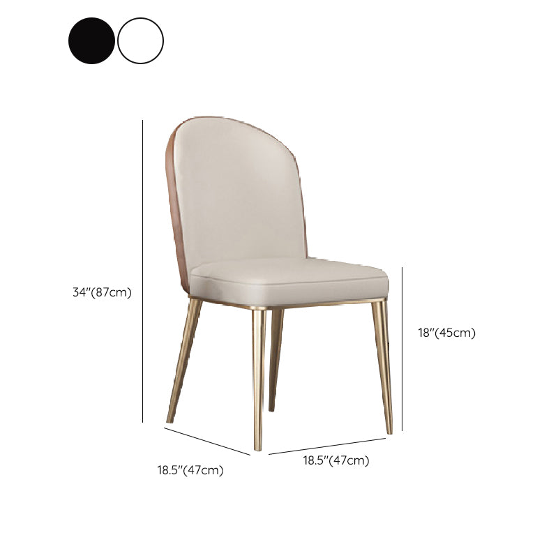 Glam Dining Faux Leather Chairs Armless Side Chairs with Metal Legs