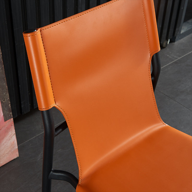 Contemporary Style Leather Chairs Armless Side Chairs with Metal Legs for Home Use