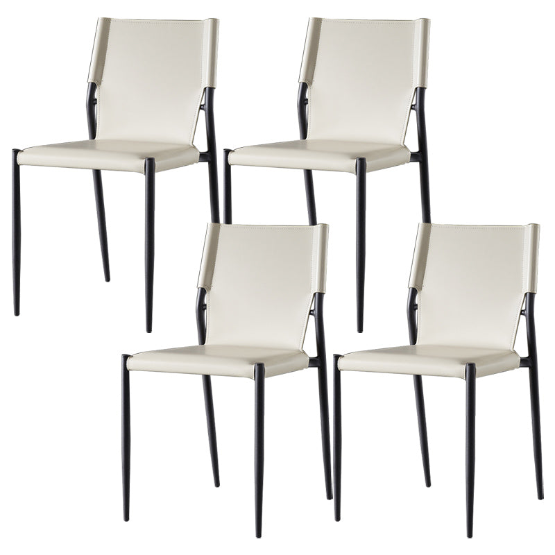 Contemporary Style Leather Chairs Armless Side Chairs with Metal Legs for Home Use