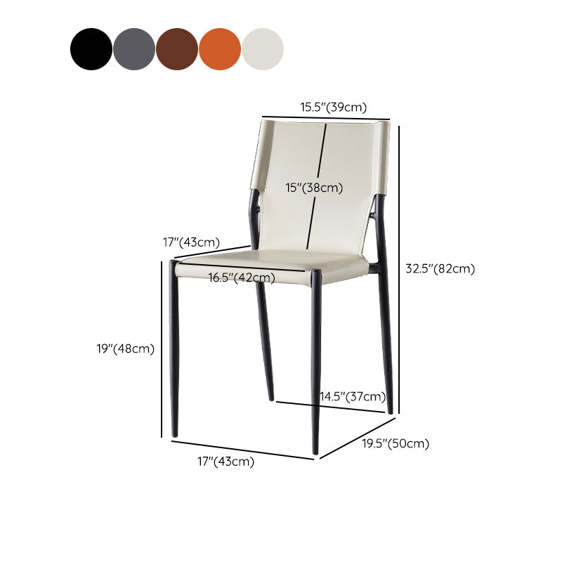 Contemporary Style Leather Chairs Armless Side Chairs with Metal Legs for Home Use