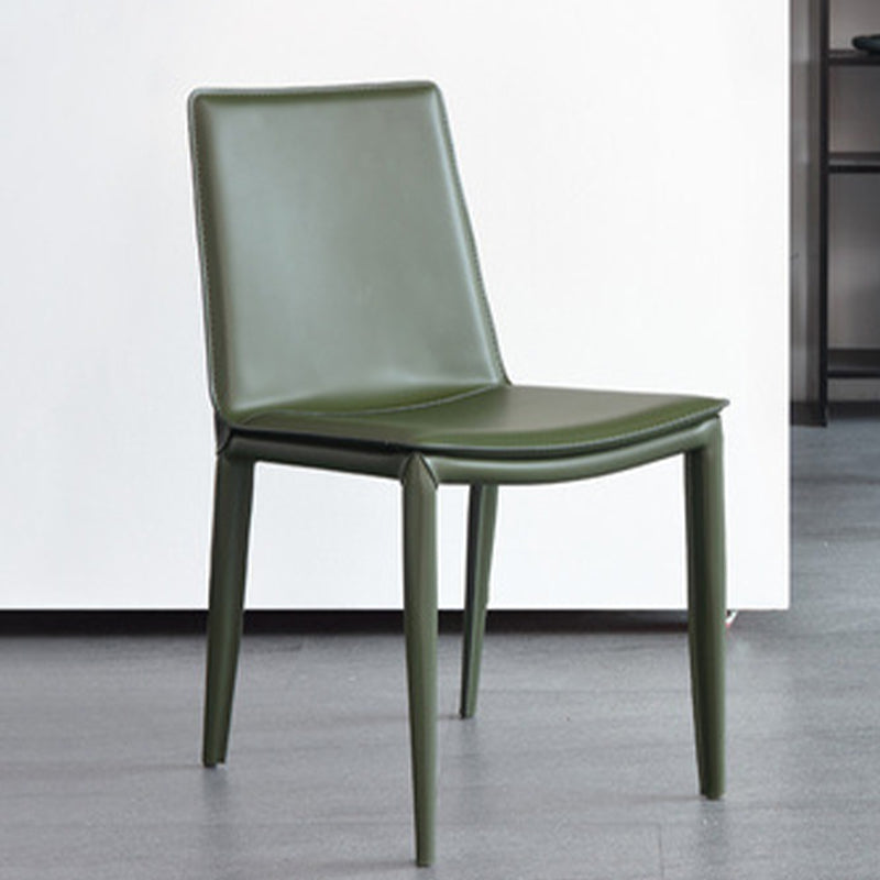 Industrial Leather Dining Chair Armless Side Chairs with Metal Legs for Home Use