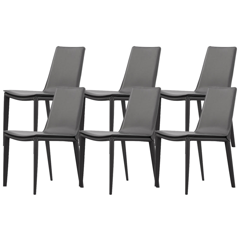 Industrial Leather Dining Chair Armless Side Chairs with Metal Legs for Home Use
