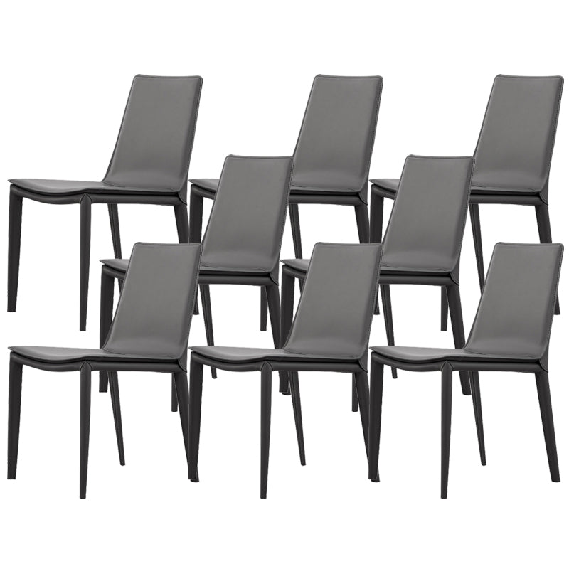 Industrial Leather Dining Chair Armless Side Chairs with Metal Legs for Home Use