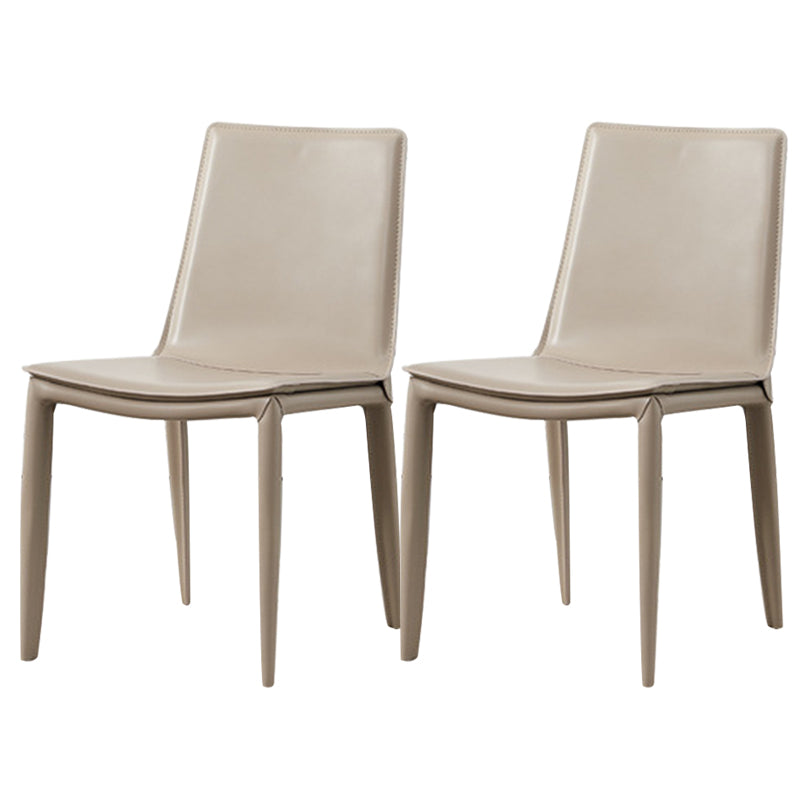 Industrial Leather Dining Chair Armless Side Chairs with Metal Legs for Home Use
