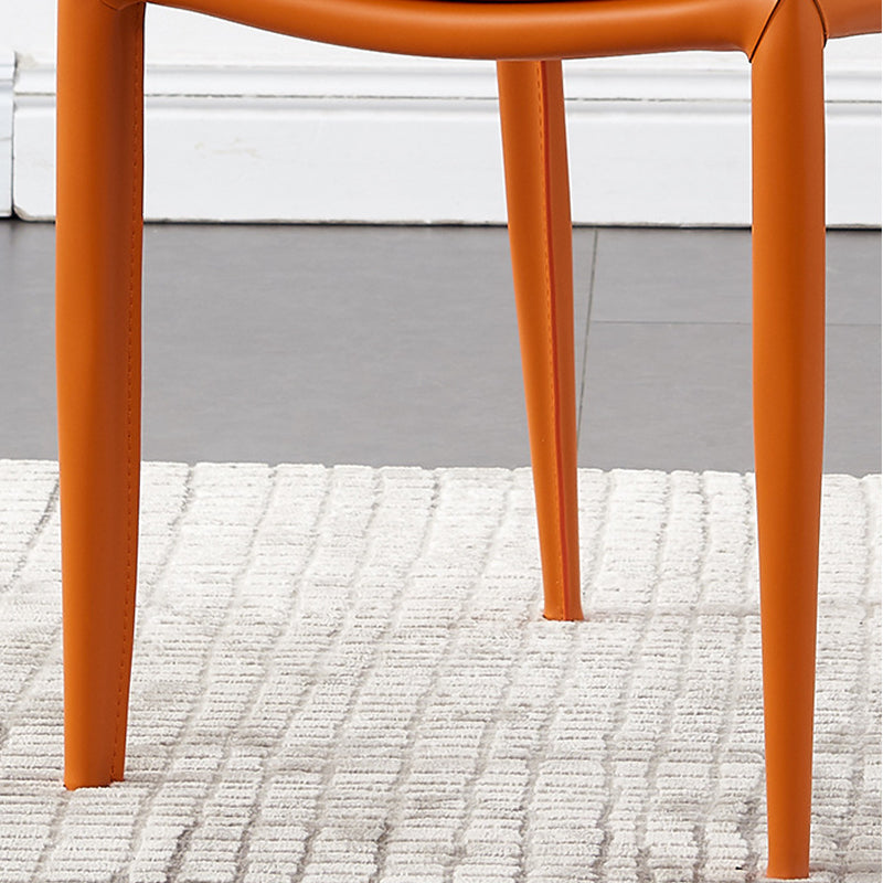 Industrial Leather Dining Chair Armless Side Chairs with Metal Legs for Home Use