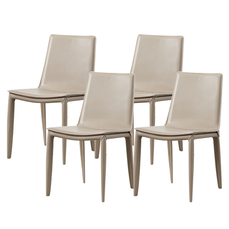 Industrial Leather Dining Chair Armless Side Chairs with Metal Legs for Home Use