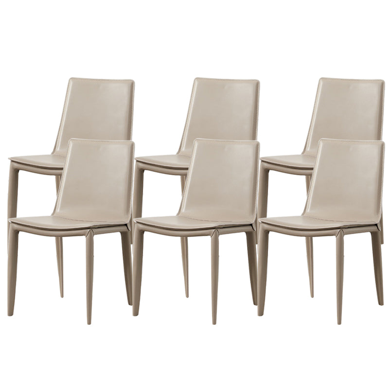 Industrial Leather Dining Chair Armless Side Chairs with Metal Legs for Home Use