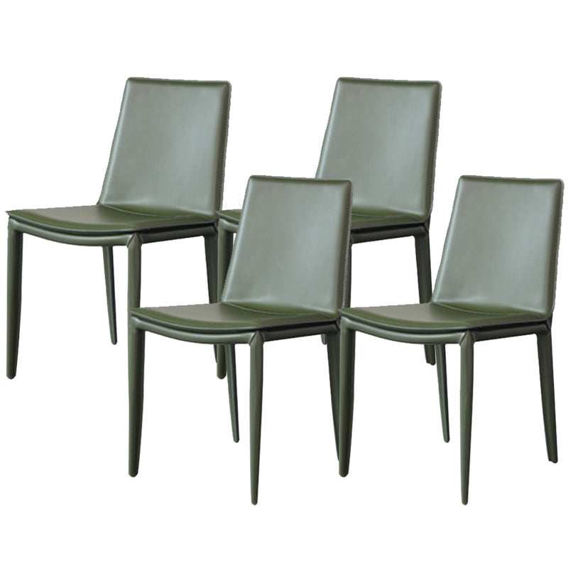 Industrial Leather Dining Chair Armless Side Chairs with Metal Legs for Home Use