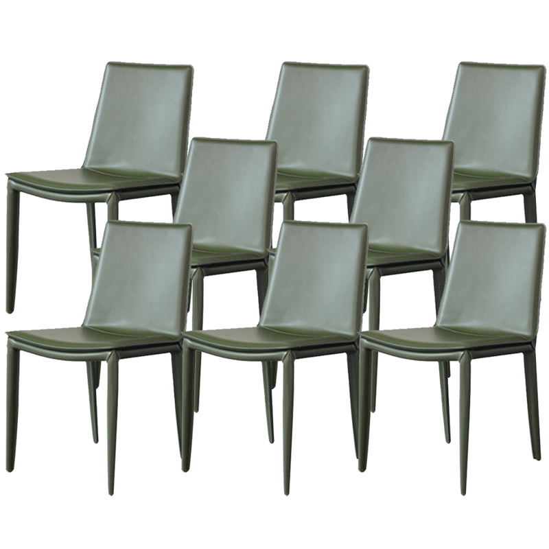Industrial Leather Dining Chair Armless Side Chairs with Metal Legs for Home Use