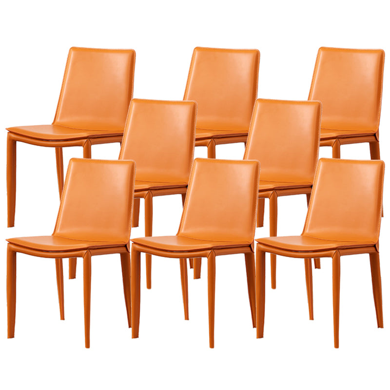 Industrial Leather Dining Chair Armless Side Chairs with Metal Legs for Home Use
