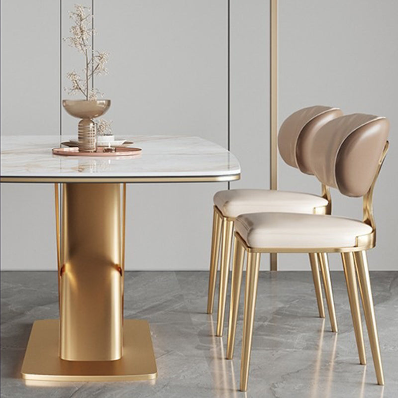 Glam Upholstered Dining Chair Open Back Dining Chair with Metal Legs