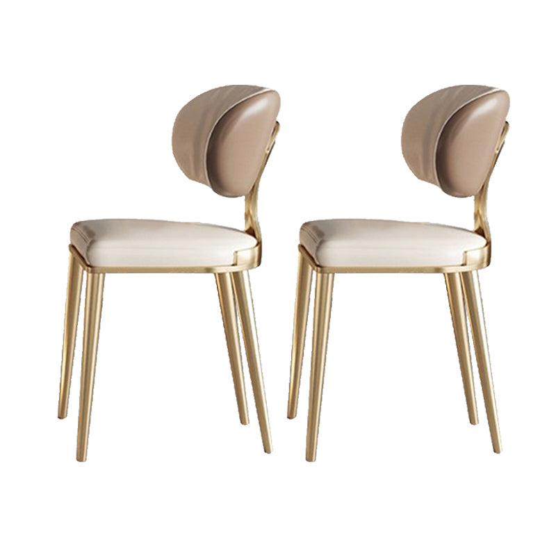 Glam Upholstered Dining Chair Open Back Dining Chair with Metal Legs