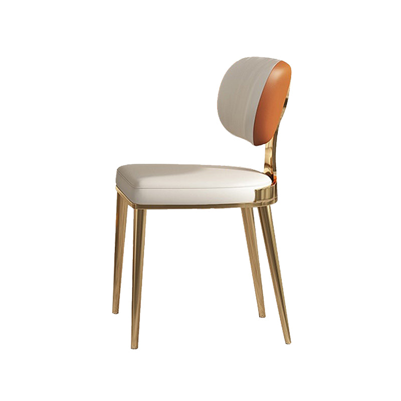 Glam Upholstered Dining Chair Open Back Dining Chair with Metal Legs