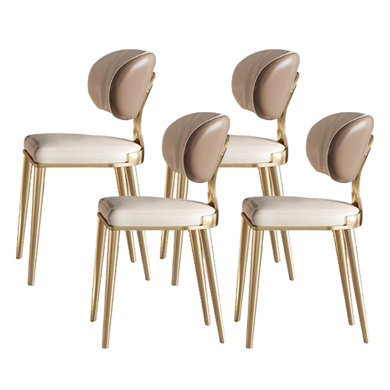 Glam Upholstered Dining Chair Open Back Dining Chair with Metal Legs