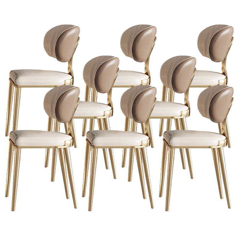 Glam Upholstered Dining Chair Open Back Dining Chair with Metal Legs