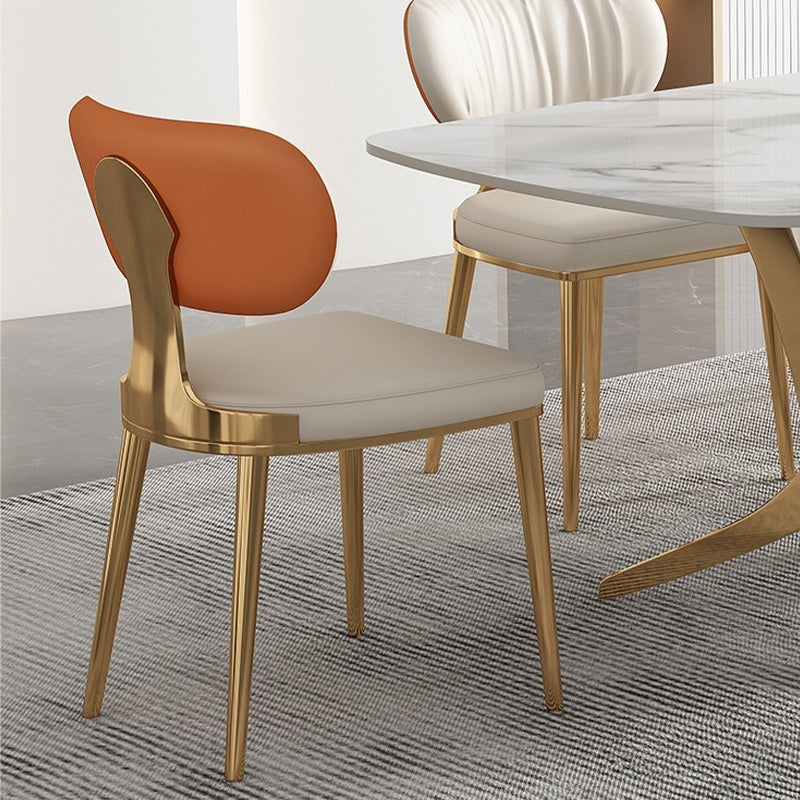 Glam Upholstered Dining Chair Open Back Dining Chair with Metal Legs