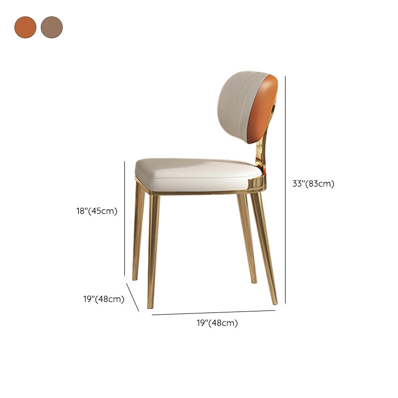Glam Upholstered Dining Chair Open Back Dining Chair with Metal Legs