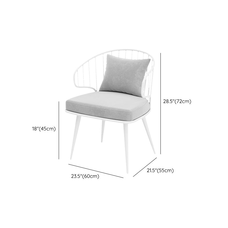 Metal Upholstered Dining Chair Windsor Back Arm Chair in White