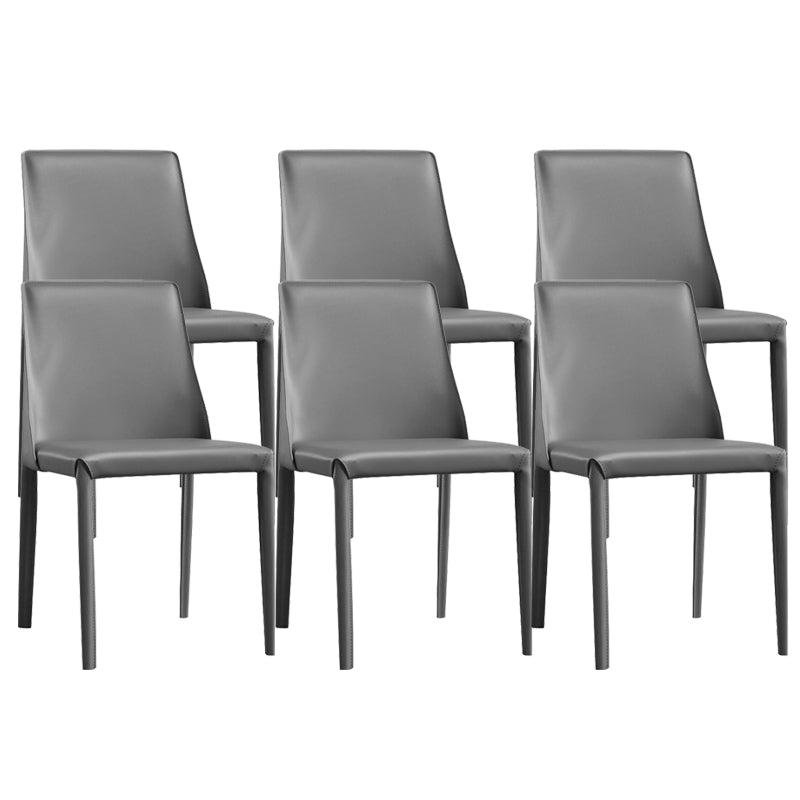Modern Leather Dining Chairs Armless Side Chairs with Metal Legs for Home Use