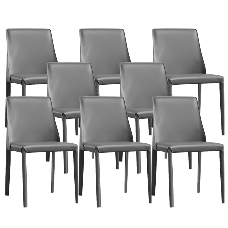 Modern Leather Dining Chairs Armless Side Chairs with Metal Legs for Home Use
