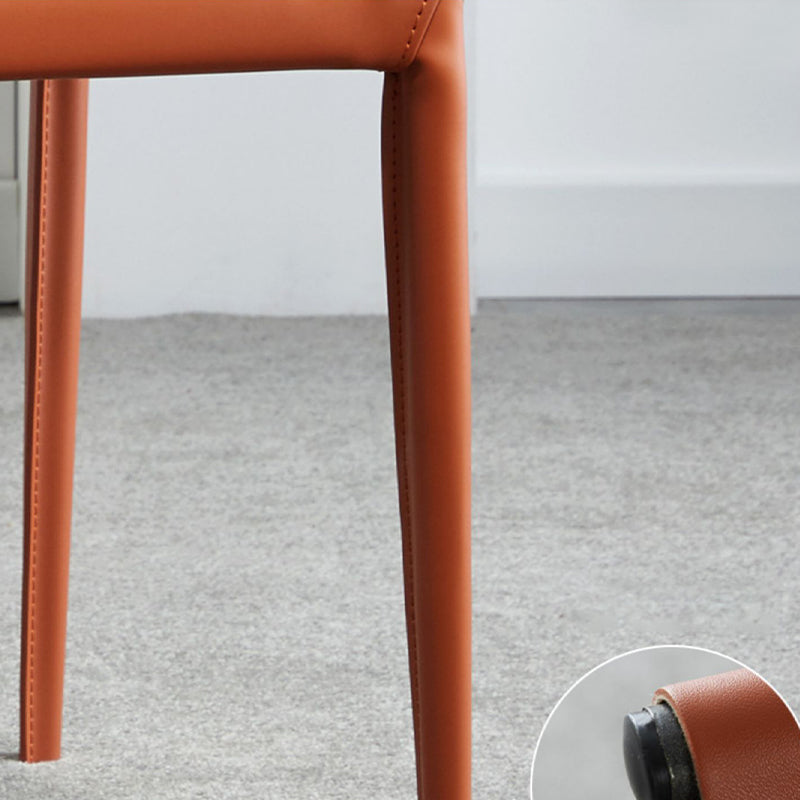 Modern Leather Dining Chairs Armless Side Chairs with Metal Legs for Home Use