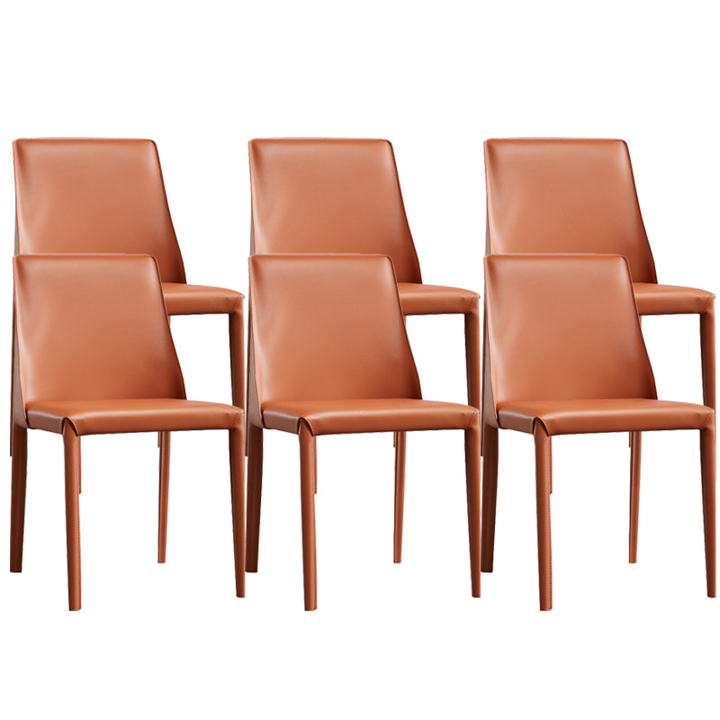Modern Leather Dining Chairs Armless Side Chairs with Metal Legs for Home Use