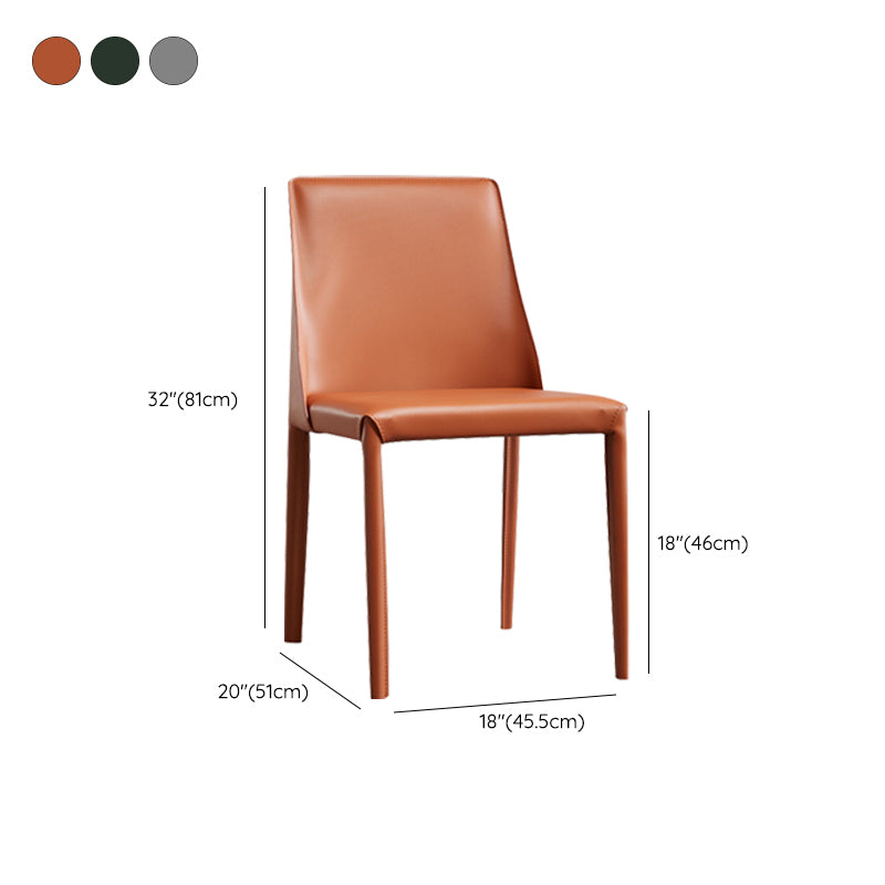Modern Leather Dining Chairs Armless Side Chairs with Metal Legs for Home Use
