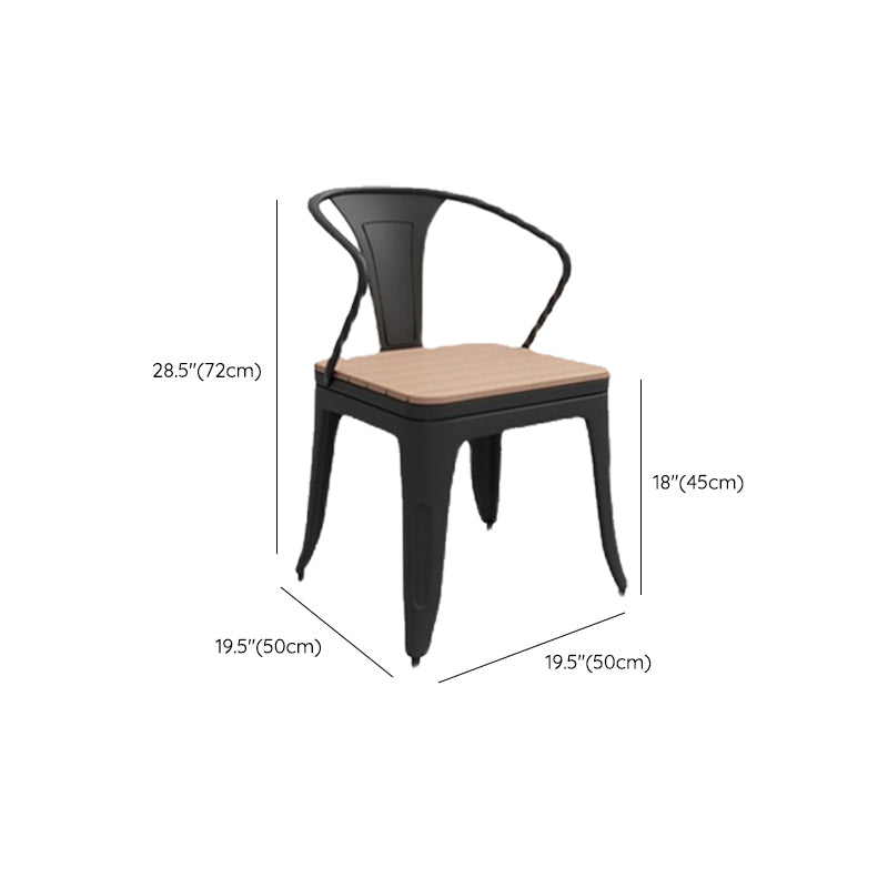 Industrial Kitchen Dining Chairs Metal Slat Back Chairs in Black