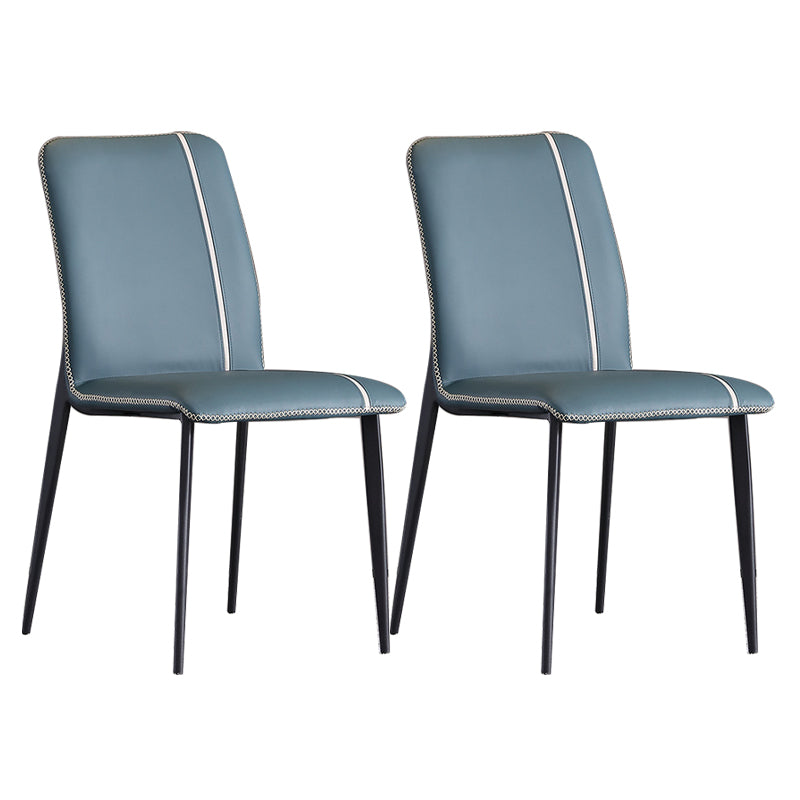 Industrial Armless Side Chairs Faux Leather Dining Chairs with Metal Legs