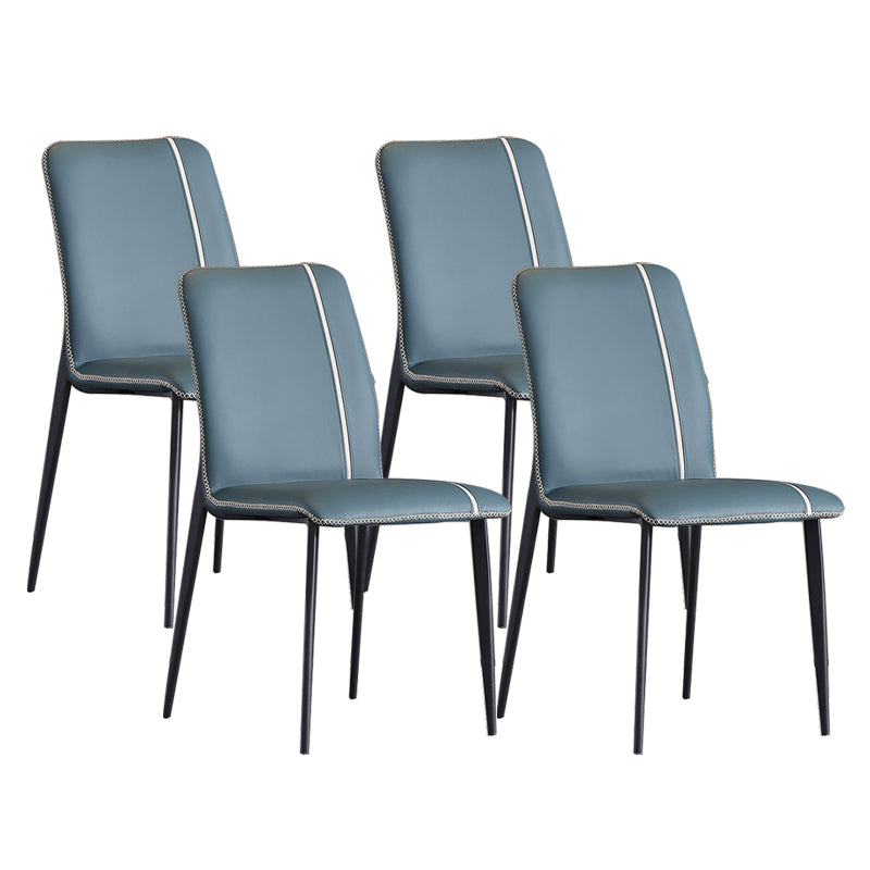 Industrial Armless Side Chairs Faux Leather Dining Chairs with Metal Legs