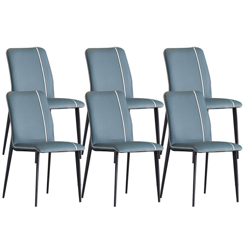 Industrial Armless Side Chairs Faux Leather Dining Chairs with Metal Legs