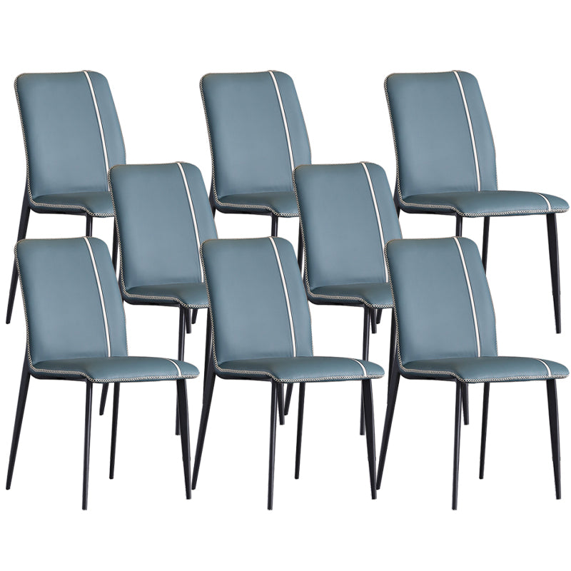 Industrial Armless Side Chairs Faux Leather Dining Chairs with Metal Legs